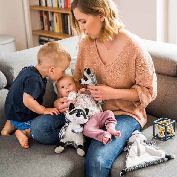 BABYONO Hračka hrkacia mýval Rocky 25 x 13 cm