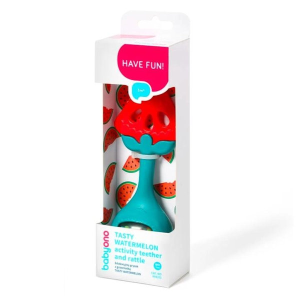 BABYONO Hryzačka edukačná s hrkálkou - vodný melón