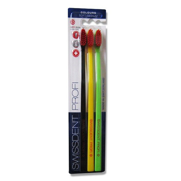 Swissdent COLOURS Soft-Medium zubná kefka 3 kusy