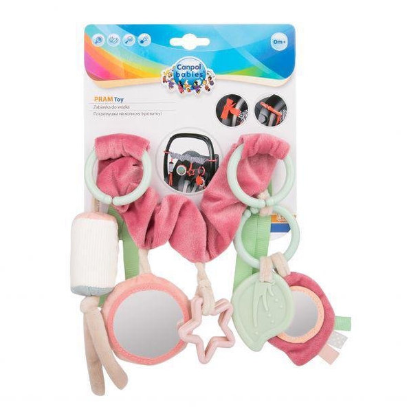 CANPOL BABIES Hračka závesná na kočík / autosedačku Pastel Friends ružová