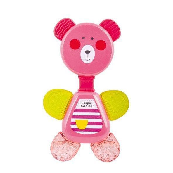CANPOL BABIES Hryzačka chladiaca s hrkálkou medvedík - ružová