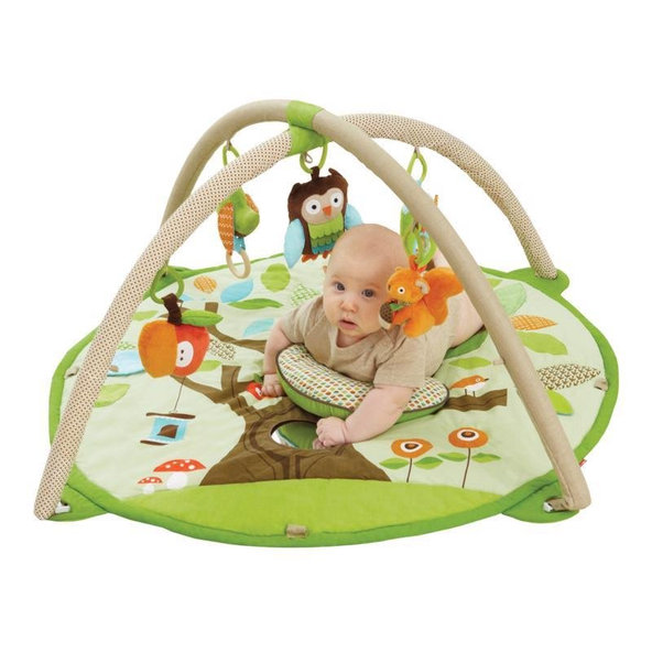 SKIP HOP Deka na hranie 5 hračiek, vankúšik Treetop Friends green-brown 0m+