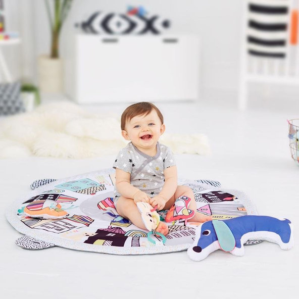 SKIP HOP Deka na hranie hudobná, svietiaca, 4 hračky Vibrant Village 0m+