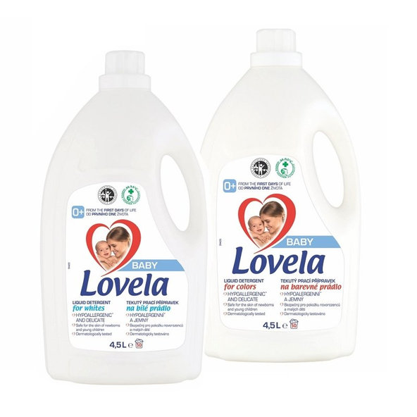 2x LOVELA Baby tekutý prací prípravok na bielu a farebnú bielizeň 4,5 l / 50 pracích dávok