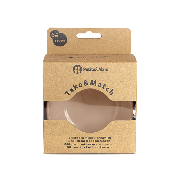 PETITE&MARS Miska s prísavkou Take&Match Bitter Cocoa 6m+