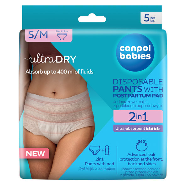 Canpol Babies Popôrodné nohavičky 2v1 S/M 5 ks