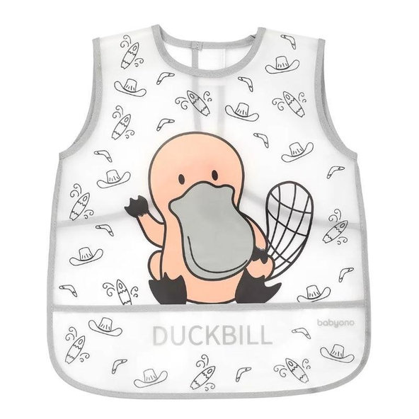 BABYONO Podbradník umývateľný Grey 30 x 35 cm, 12m+