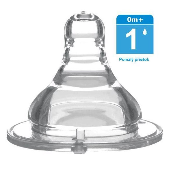 BABYONO Cumlík široké hrdlo, silikón, pomalý prietok, 0 m+