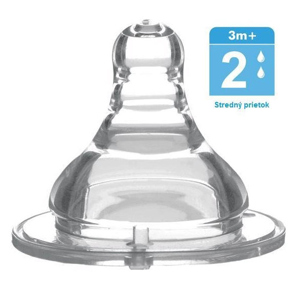 BABYONO Cumlík široké hrdlo silikón, stredný prietok, 3 m+