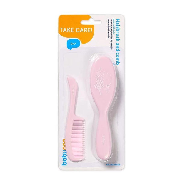 BABYONO Kefka a hrebeň na vlasy jemná - ružová