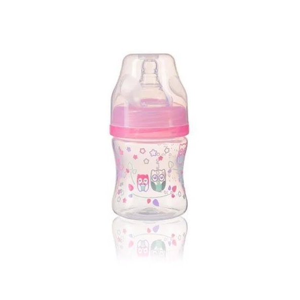 BABYONO Fľaša antikoliková Klasik ružová 120 ml 0 m+