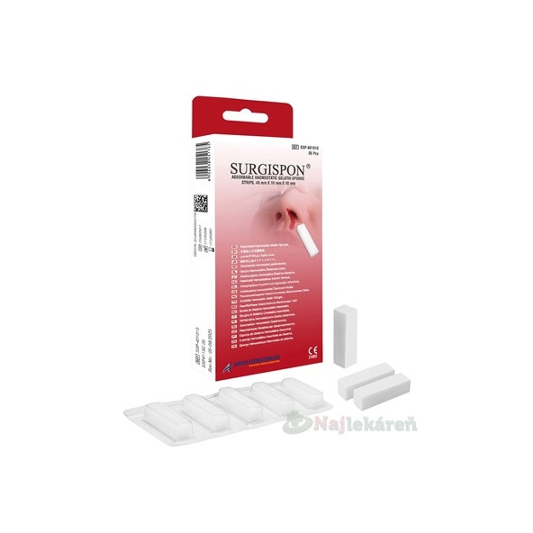 SURGISPON Nasal hemostatická želatínová špongia sterilná 40x10x10mm 5ks