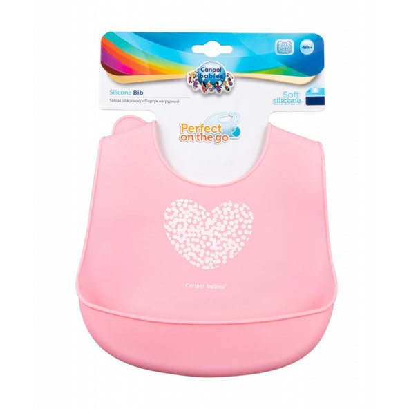 CANPOL BABIES Podbradník silikónový s vreckom Pastels ružový