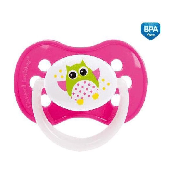 CANPOL BABIES Cumlík silikónový symetrický 6-18m Sova - ružová