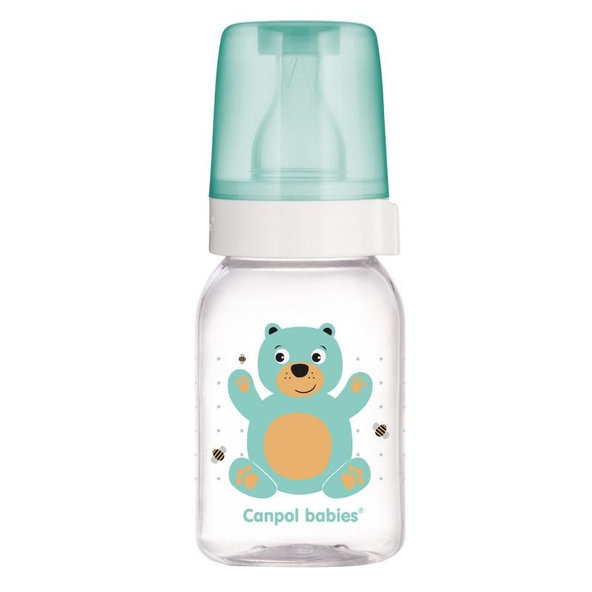 CANPOL BABIES Fľaša s potlačou CUTE ANIMALS 120ml - zelená