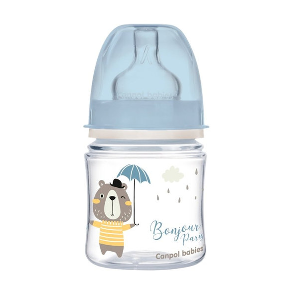 CANPOL BABIES Fľaša so širokým hrdlom Bonjour Paris 120 ml modrá