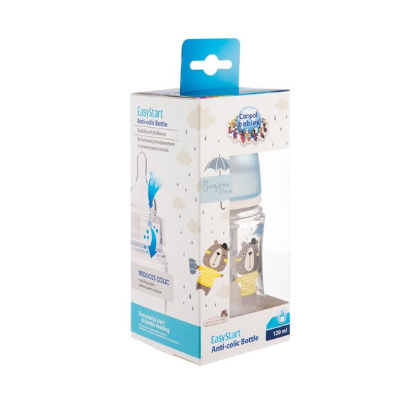 CANPOL BABIES Fľaša so širokým hrdlom Bonjour Paris 120 ml modrá