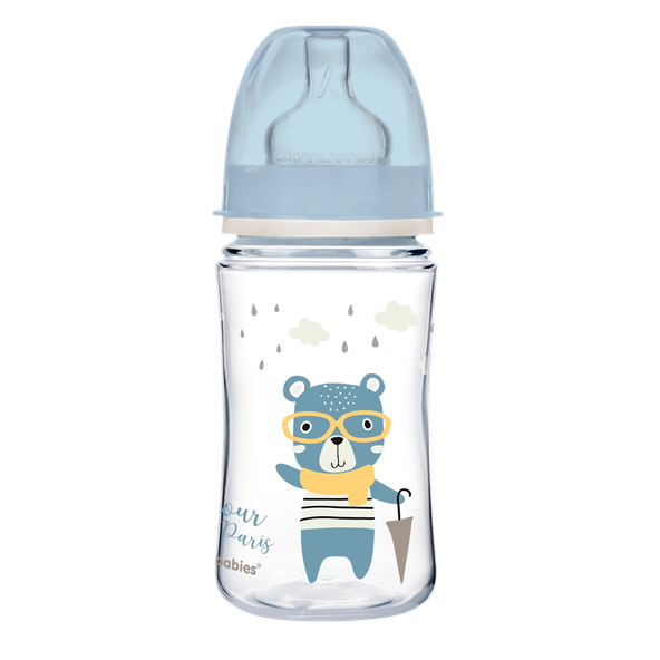 CANPOL BABIES Fľaša so širokým hrdlom Bonjour Paris 240 ml modrá