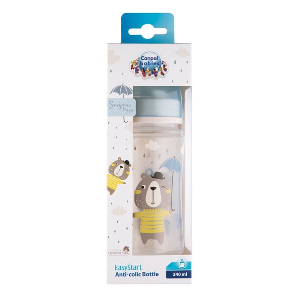 CANPOL BABIES Fľaša so širokým hrdlom Bonjour Paris 240 ml modrá