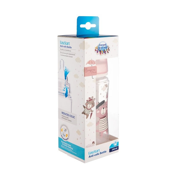 CANPOL BABIES Fľaša so širokým hrdlom Bonjour Paris 240 ml ružová