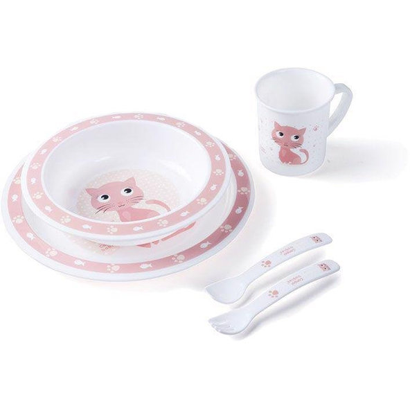 CANPOL BABIES Súprava plastová s príborom Cute Animals mačička