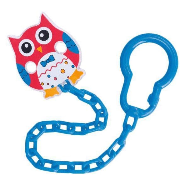 CANPOL BABIES Retiazka na cumlík sova - červená, modrá