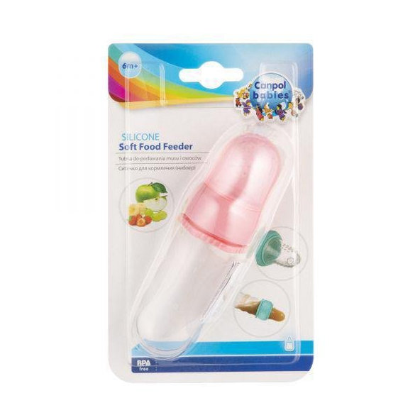 CANPOL BABIES Sieťka kŕmiaca silikónová s nádobou ružová