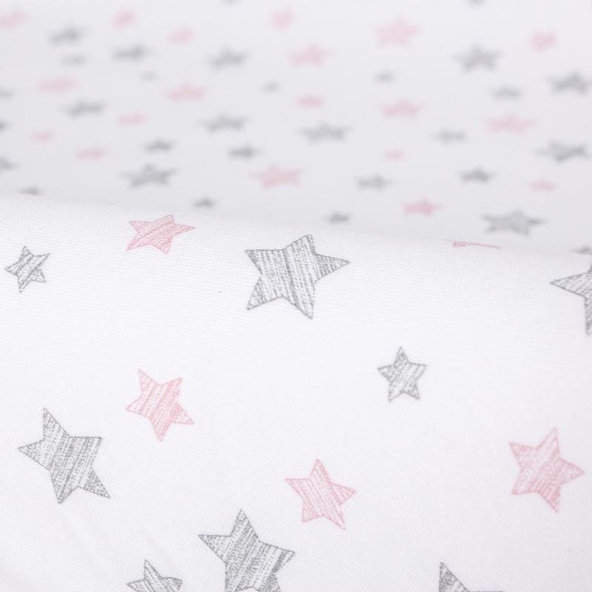 CEBA Poťah na prebaľovaciu podložku 50 x 70-80 cm 2 ks Dark Grey+Pink Stars