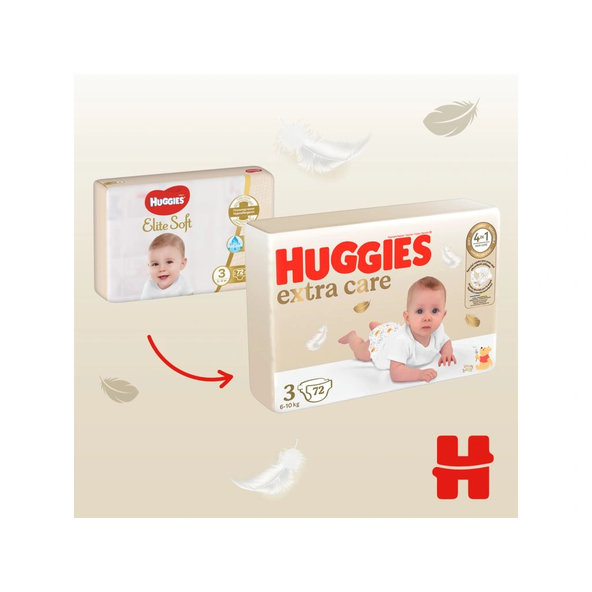 HUGGIES Extra Care 3 plienky 6-10kg 72ks