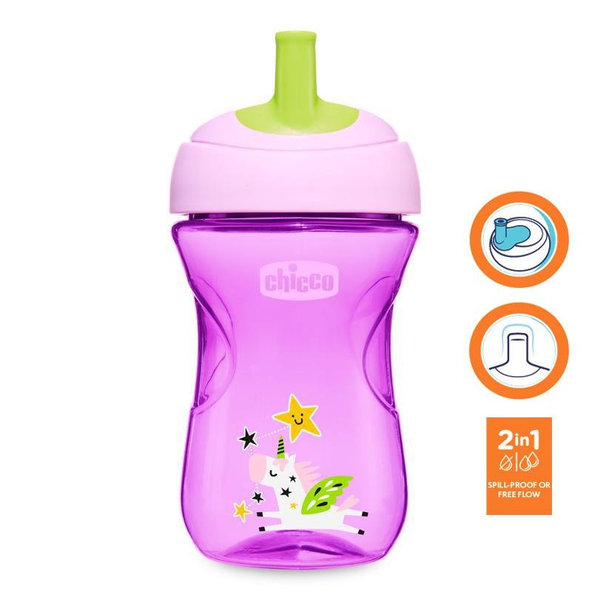 CHICCO Hrnček Advanced so slamkovým náustkom 266 ml, fialový 12m+