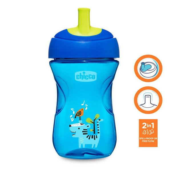 CHICCO Hrnček Advanced so slamkovým náustkom 266 ml, modrý 12m+