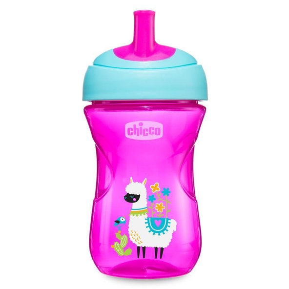 CHICCO Hrnček Advanced so slamkovým náustkom 266 ml, ružový 12m+