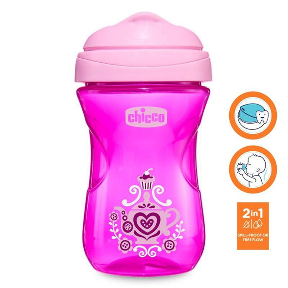 CHICCO Hrnček Easy s tvrdým náustkom 266 ml, ružový 12m+