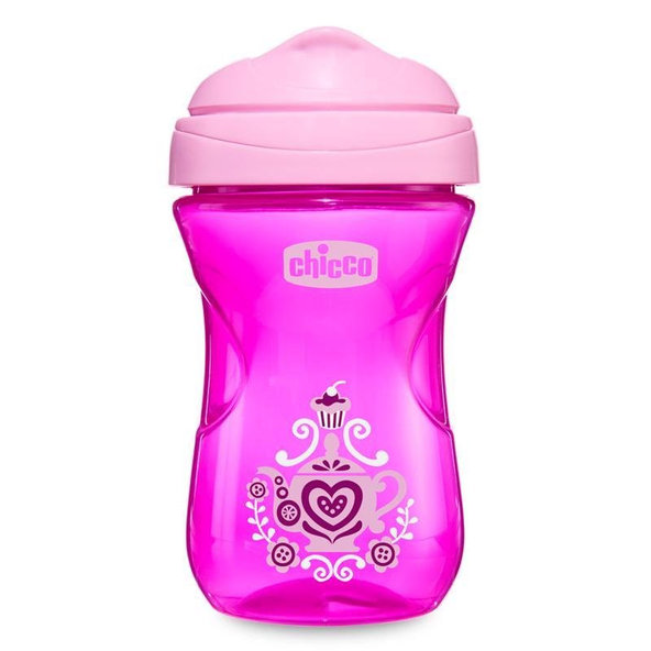 CHICCO Hrnček Easy s tvrdým náustkom 266 ml, ružový 12m+