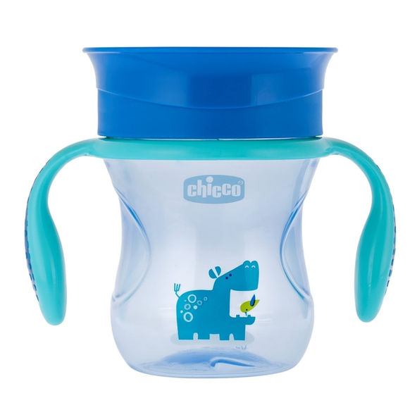 CHICCO Hrnček Perfect 360 s držadlami 200 ml, modrý 12m+