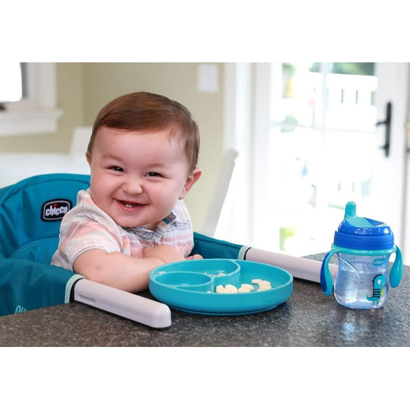 CHICCO Silikónový tanier modrozelená 12 m+