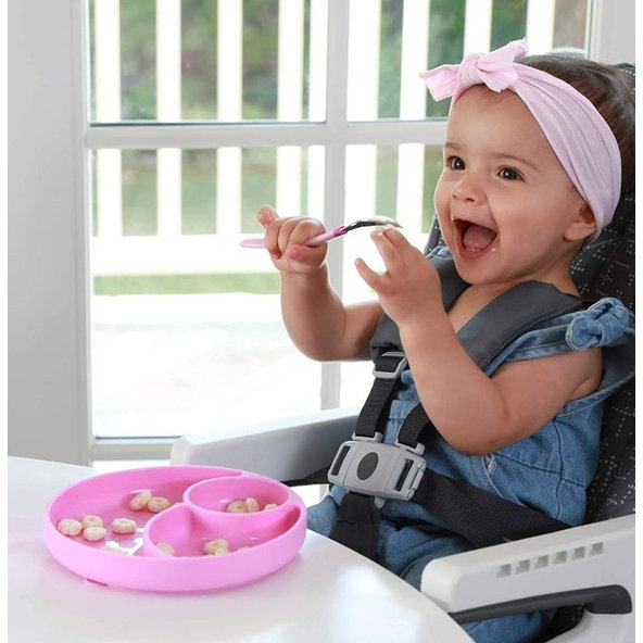 CHICCO Silikónový tanier ružová 12 m+