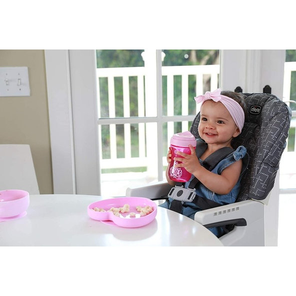 CHICCO Silikónový tanier srdiečko ružová 9 m+