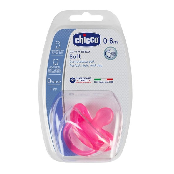 CHICCO Cumlík Physio Soft celosilikónový dievča (0-6 m)