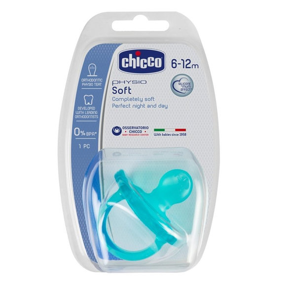 CHICCO Cumlík Physio Soft celosilikónový chlapec (6-16 m)