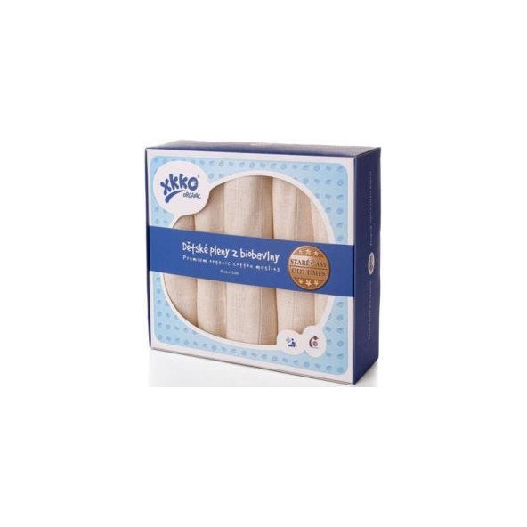 KIKKO Plienky detské z biobavlny Staré časy 70x70 (5 ks) – natural