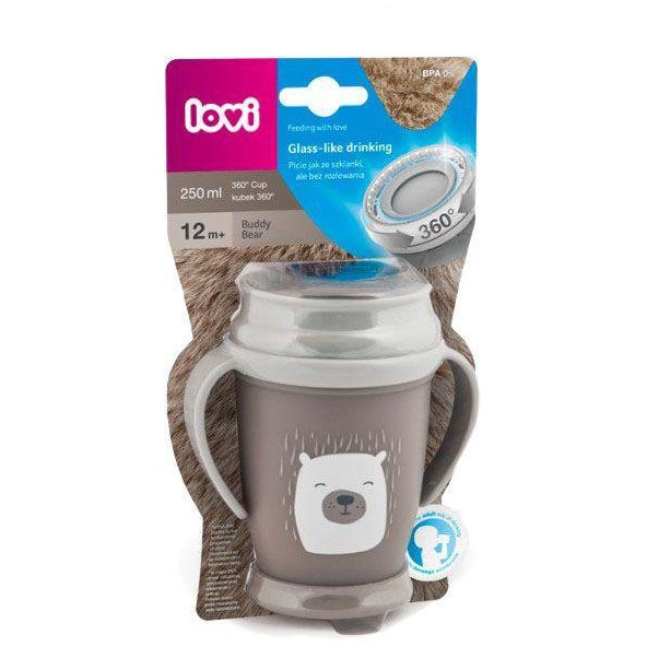 LOVI Hrnček 360° Junior 250 ml s úchytmi Buddy Bear