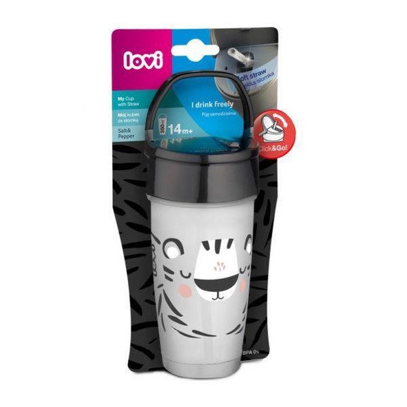 LOVI Môj hrnček so slamkou Salt&Pepper Active 350 ml