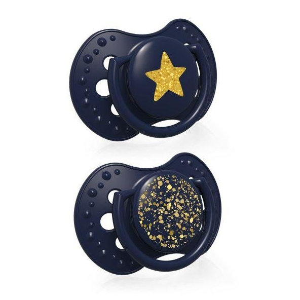 LOVI Silikónový cumlík dynamický Stardust 0-3 m 2 ks - chlapec