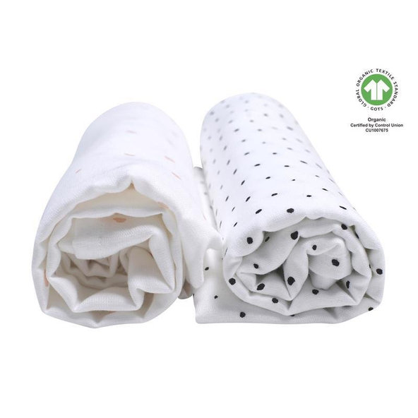 MOTHERHOOD Plienka mušelínová BIO 2ks Pink and Black Dots 85x85cm