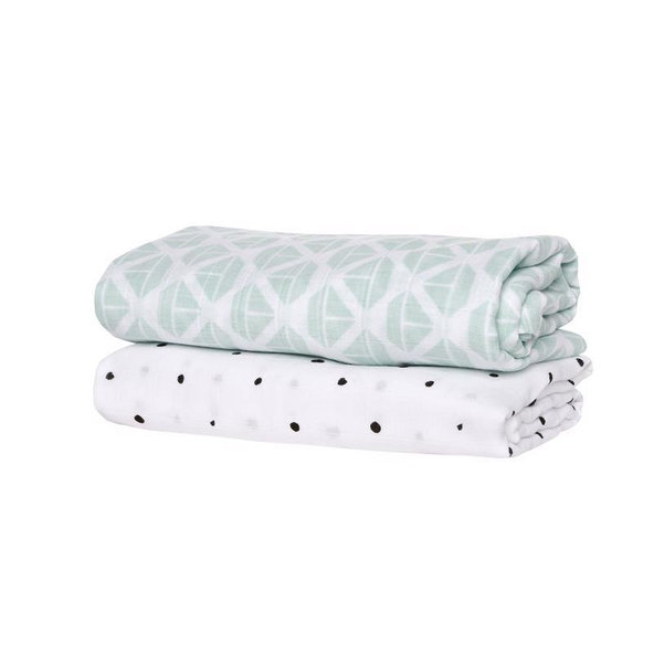 MOTHERHOOD Prikrývka mušelínová 2ks Mint Boats 100x120cm