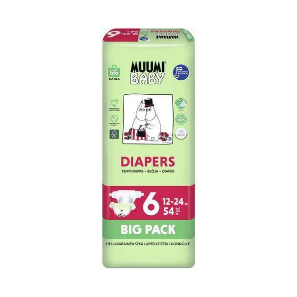 MUUMI Plienky jednorázové 6 Junior 12-24kg Big Pack 54ks Baby