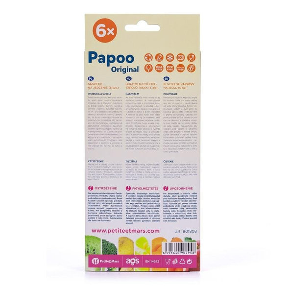 PETITE&MARS Vrecúško na jedlo Papoo Original Lion 6 ks