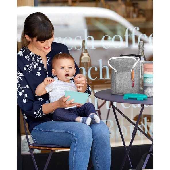 Miska s lyžičkou v ochrannom puzdre Easy Serve Teal 240ml, 3m+