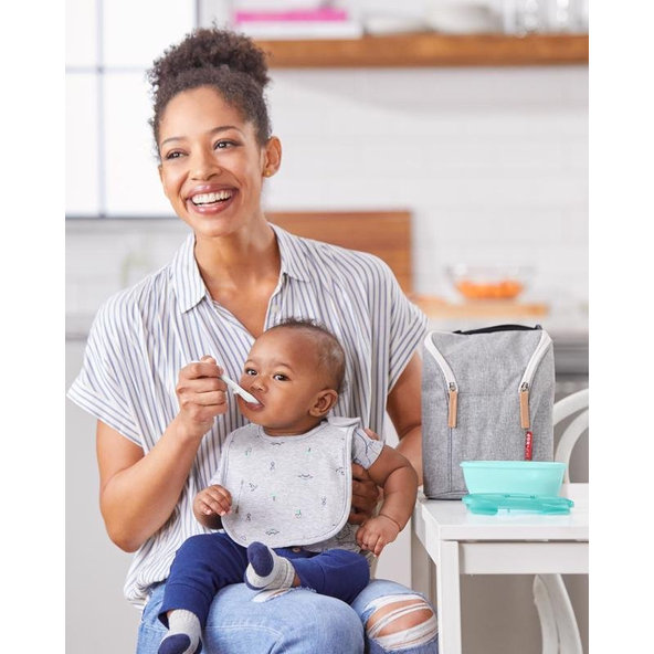 Miska s lyžičkou v ochrannom puzdre Easy Serve Teal 240ml, 3m+